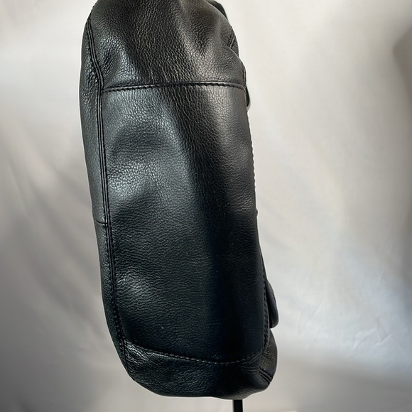 Michael kors black leather handbag gold hardware multiple pockets - Picture 8 of 10